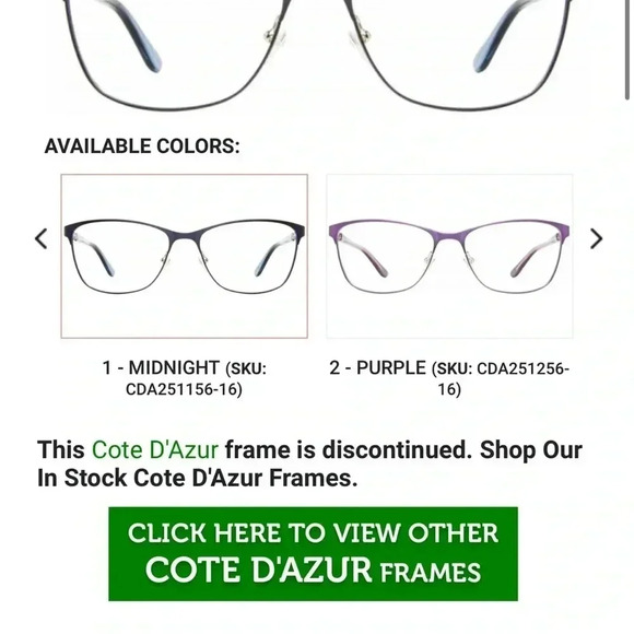 Cote D'Azur CDA-251 glasses frames GUC - Picture 7 of 7